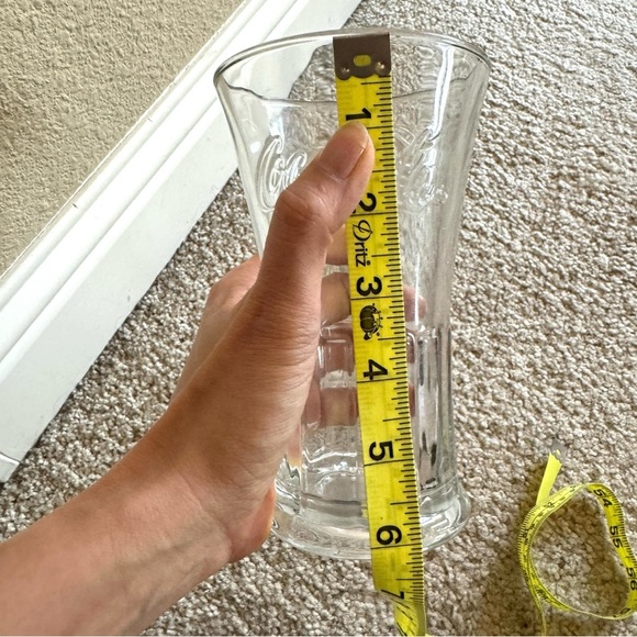 4 vintage Libbey Clear 16oz Embossed Coca Cola Heavy Tapered Flare Soda glasses - Picture 5 of 5